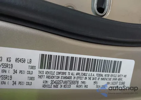 2009 Dodge Journey Sxt from USA, damaged, VIN 3D4GG57V09T526978